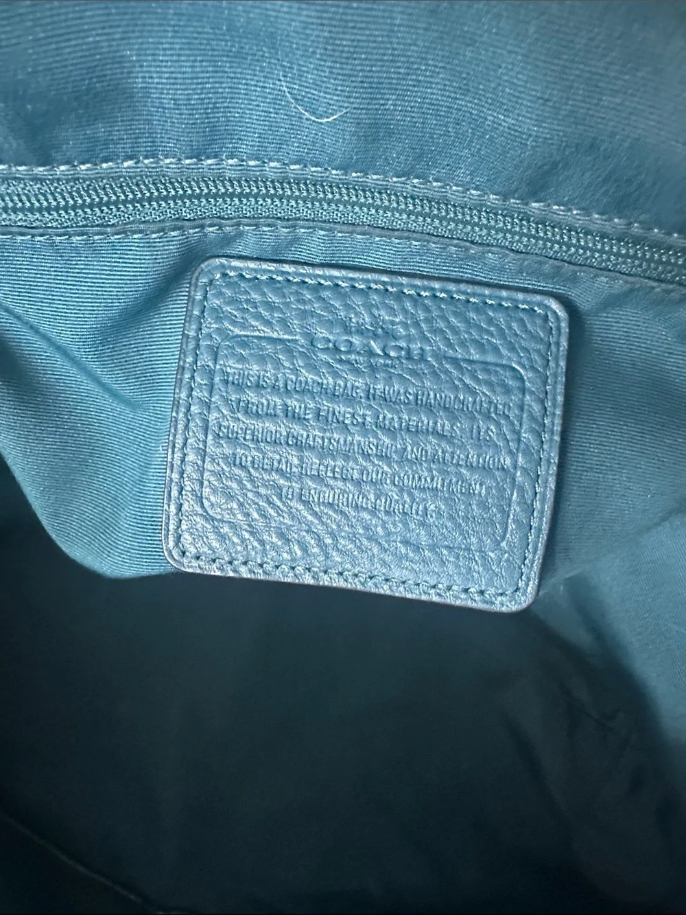 COACH Teal Pebbled Leather Tote with Matching Wristlet